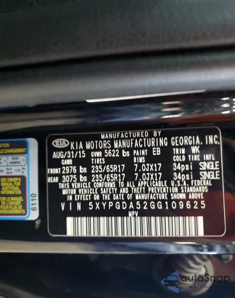 2016 Kia Sorento Lx from USA, damaged, VIN 5XYPGDA52GG109625